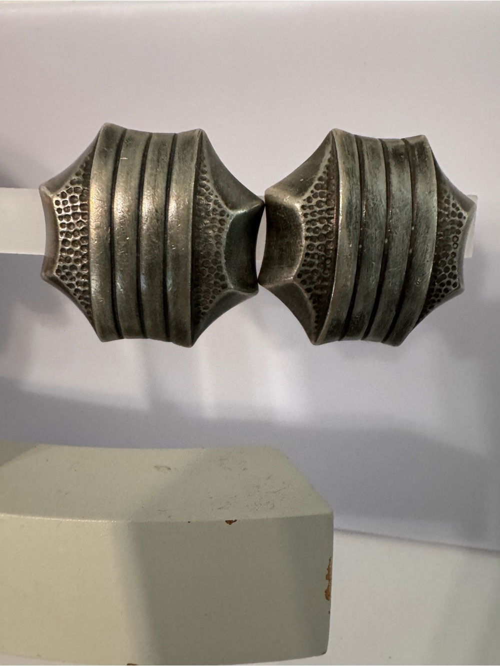Vintage Ben-Amun Metallic Bold Modernist Geometric Chunky Earrings